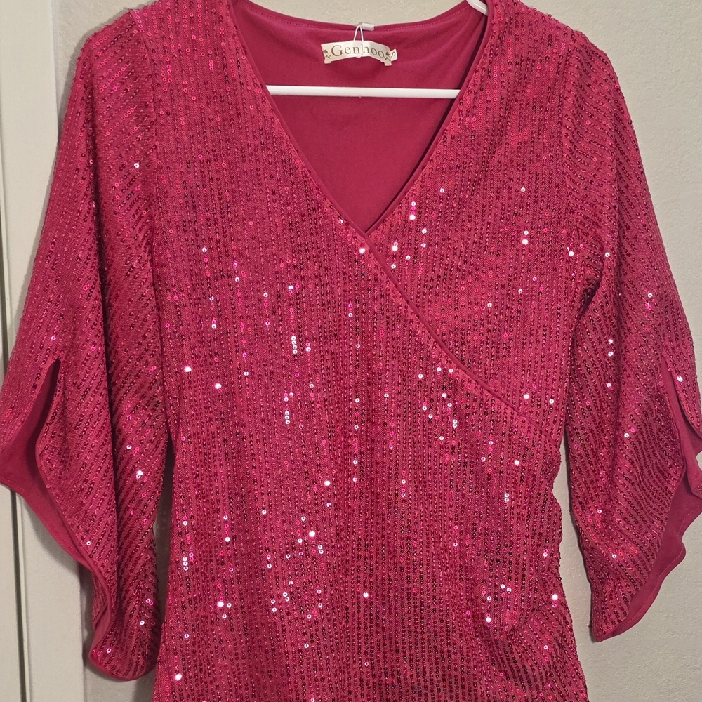 Gorgeous Pink Sequin Blouse